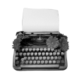 A typewriter decorated with flowers. Used as the Newsletter icon.